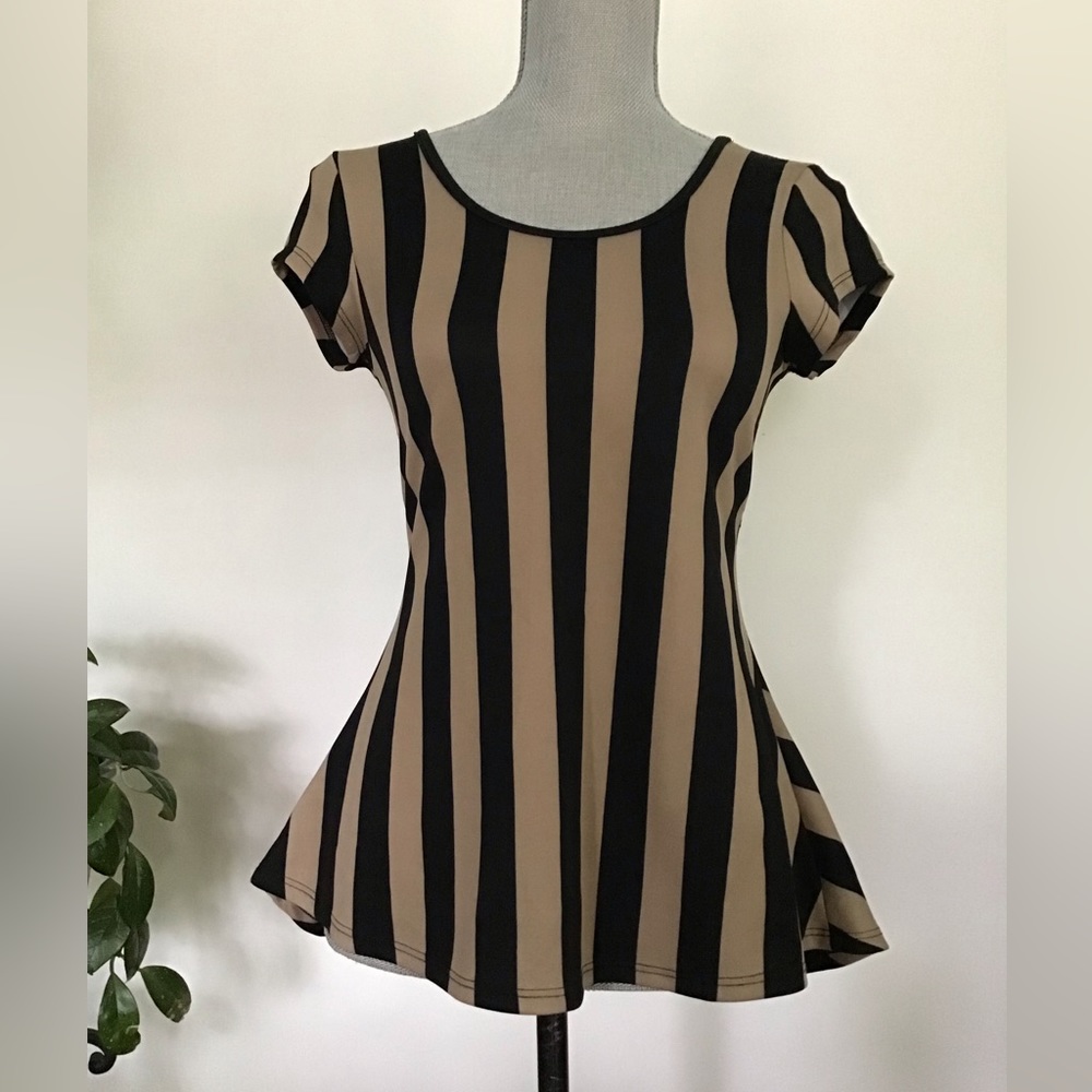 Persaya Sheer Back Peplum Top with Bow